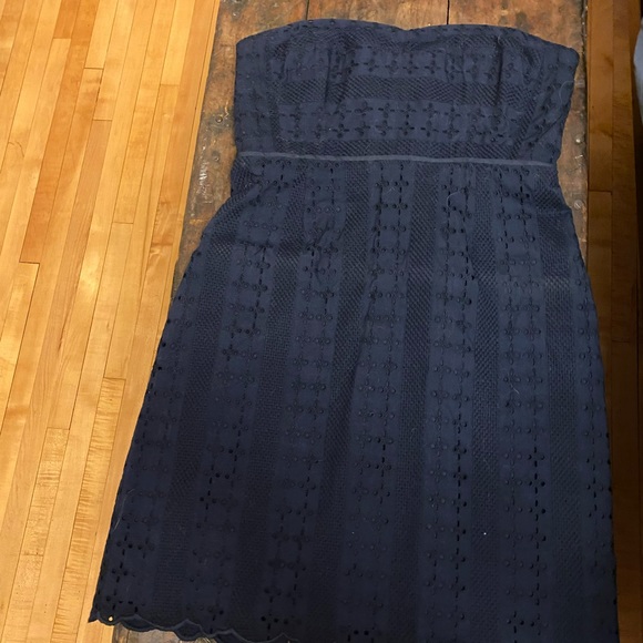 J. Crew strapless eyelet dress in navy. - Picture 2 of 7
